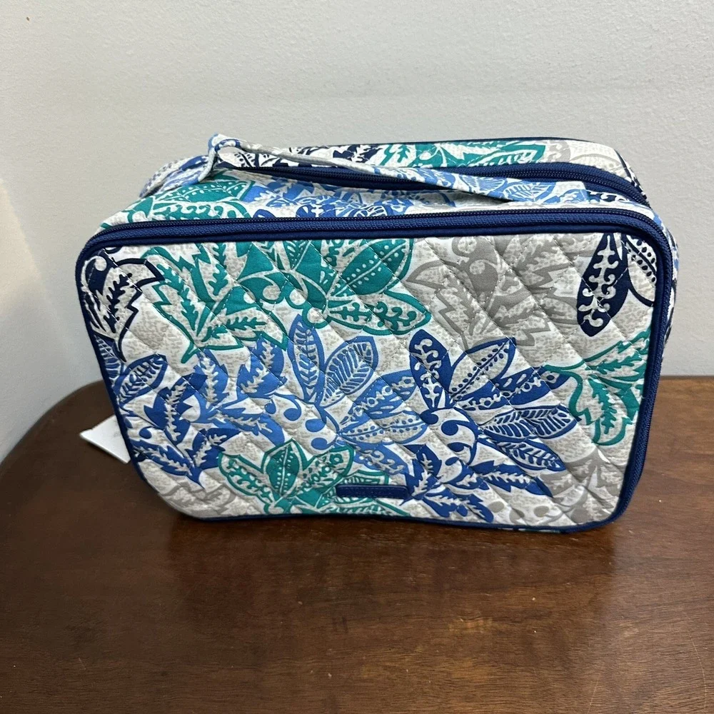 Vera Bradley Large Blush & Brush Makeup Case Santiago Cosmetics Bag NEW